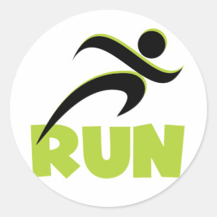 RUN Spring Green Classic Round Sticker