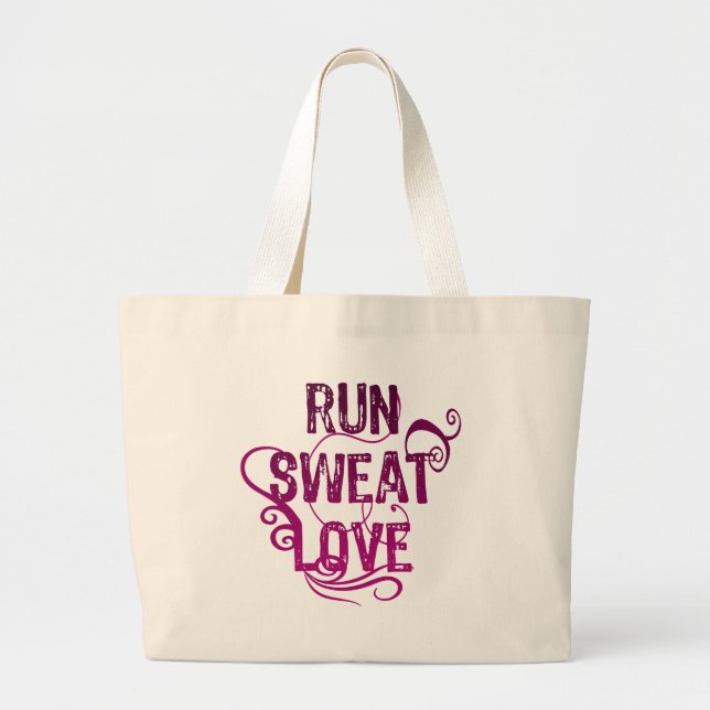 Run Sweat Love Large Tote Bag (Front)