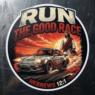Run The Good Race Hebrews 12:1 Christian Car Racin Classic Round Sticker