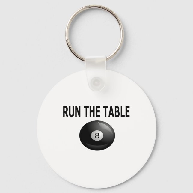 Run The Table Billiards Pool Eight Ll  Key Ring (Front)