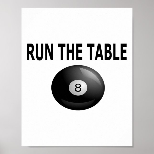 Run The Table Billiards Pool Eight Ll  Poster (Front)