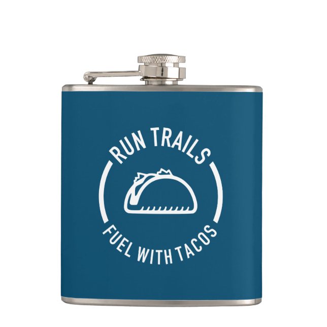 Run Trails Fuel With Tacos Hip Flask (Front)