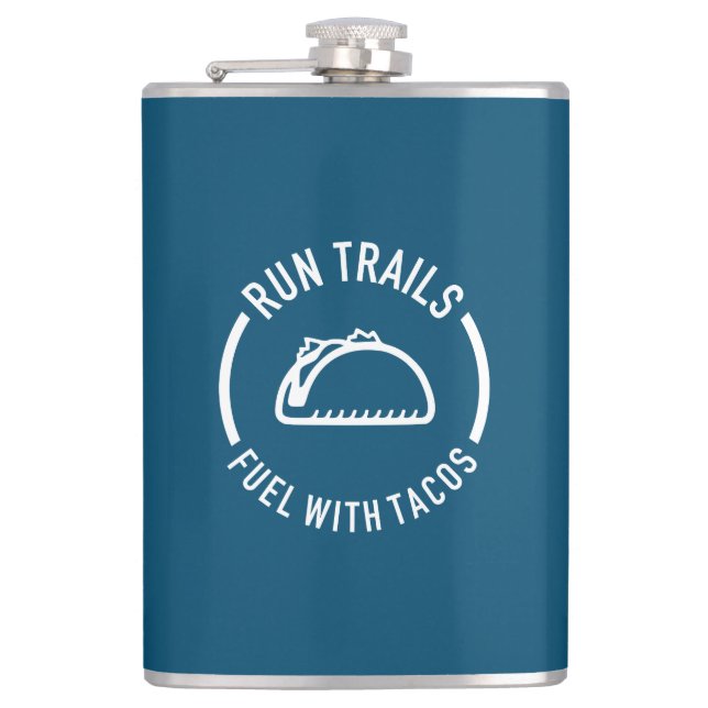 Run Trails Fuel With Tacos Hip Flask (Front)