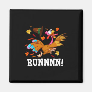 Run Turkey Thanksgiving Autumn Fall Leaves Thankfu Magnet