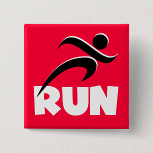 RUN White 15 Cm Square Badge