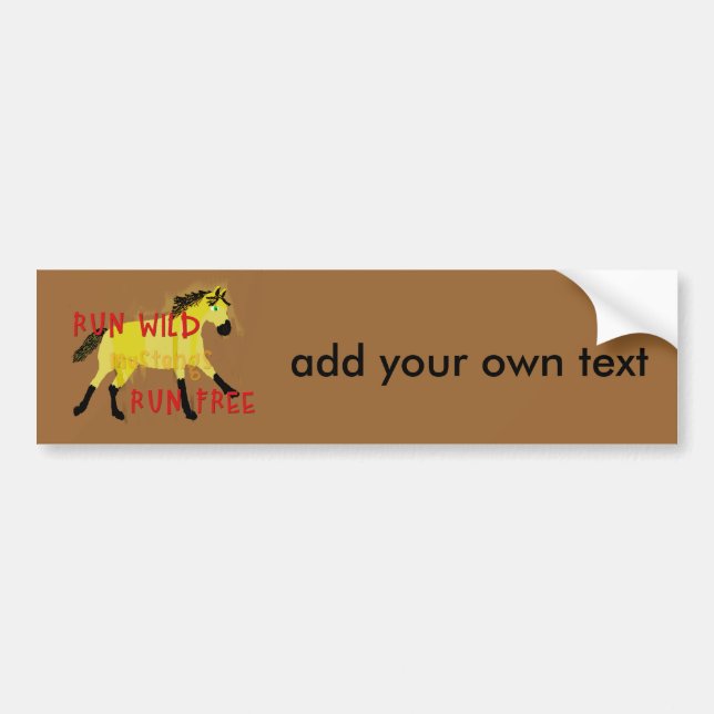 RUN WILD MUSTANGS- Whimsical Horse Collection Bumper Sticker (Front)