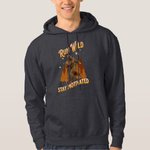 Run Wild, Stay Motivated Funny Bigfoot Hoodie