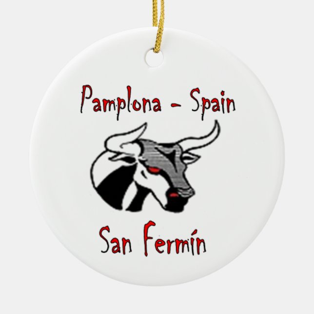 Run with bulls ceramic tree decoration (Front)