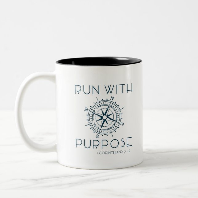 Run With Purpose - 1 Corinthians 9:26 Two-Tone Coffee Mug (Left)