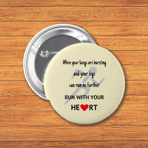 Run with your heart sports motivation 6 cm round badge