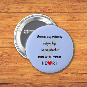 Run with your heart sports motivational blue 6 cm round badge