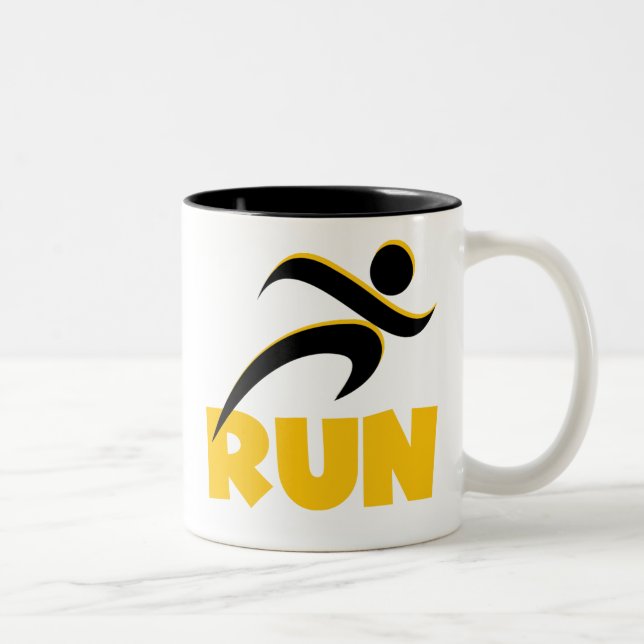 RUN Yellow Two-Tone Coffee Mug (Right)