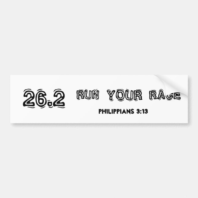 "Run Your Race" Marathon Bumper Sticker (Front)
