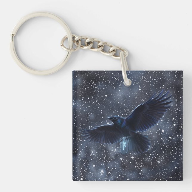 Runa Fehu and the Odin Crow Key Ring (Front)