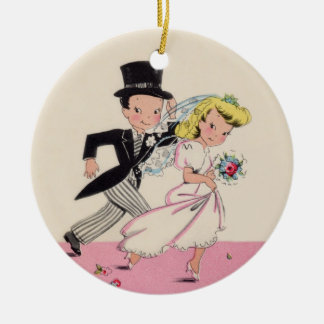 Runaway Bride & Groom Ceramic Tree Decoration
