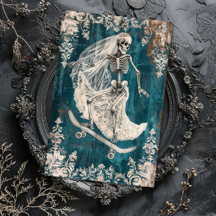 Runaway Bride Wedding Gothic Skeleton Decoupage  Tissue Paper