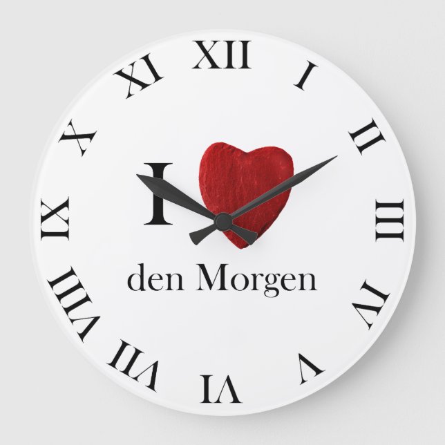 Runde Wanduhr Ich liebe den Morgen Large Clock (Front)