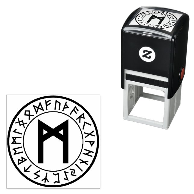 Rune Circle [20. Mannaz] Self-Inking Stamp (In Situ)