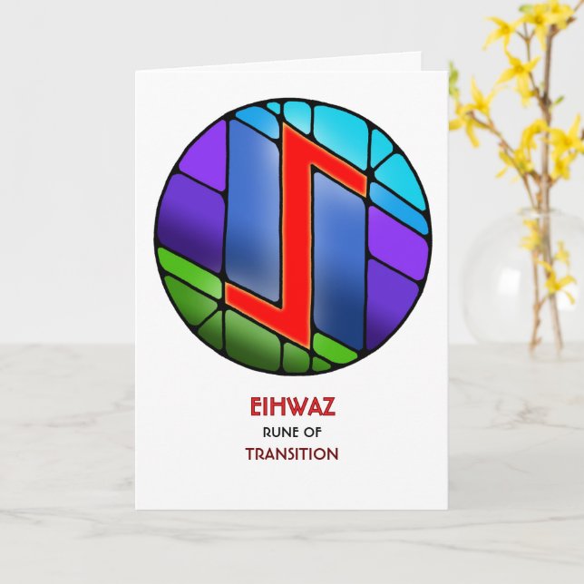 Rune Eihwaz – Transition - Art Nouveau Card (Yellow Flower)