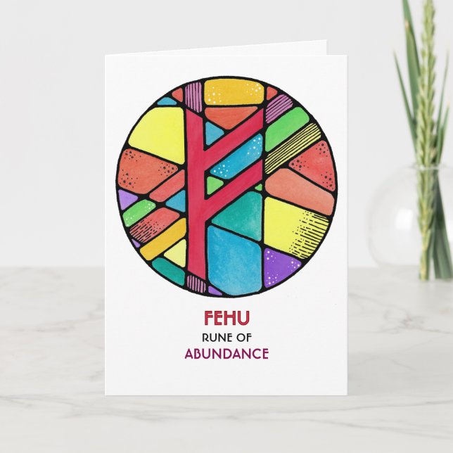 Rune Fehu - Abundance - Art Nouveau Card (Front)