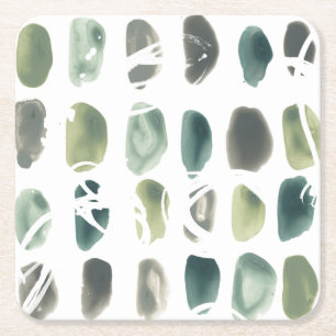 Rune Stone - Green Square Paper Coaster