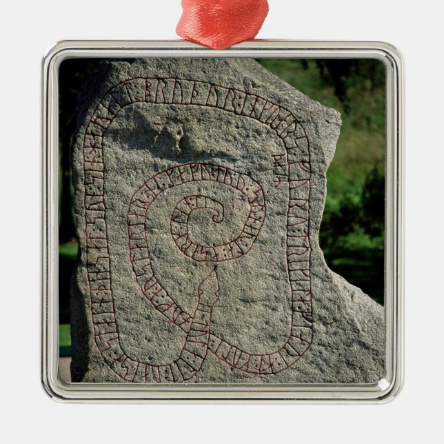Rune stone outside Gripsholm Castle Metal Ornament (Front)