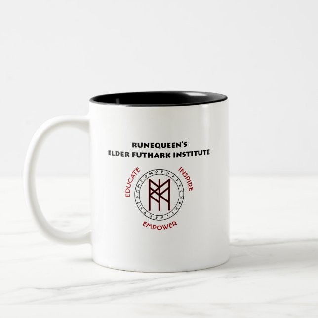 RuneQueen's RQEFI Logo in English/Español Two-Tone Coffee Mug (Left)