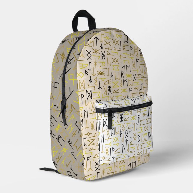 Runes Printed Backpack (Back Corner Left)
