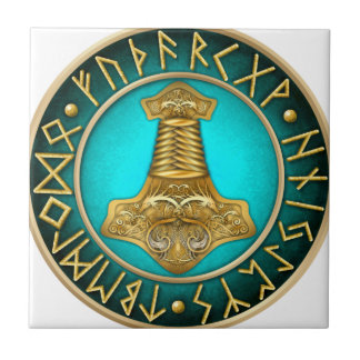 Runes - Thors Hammer - Teal Tile