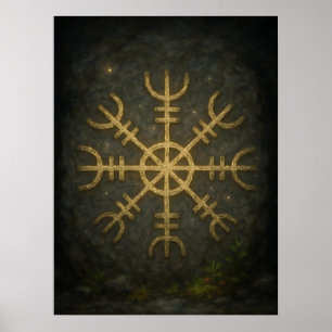 Runestone Ægishjálmur – Ancient Norse Protection S Poster