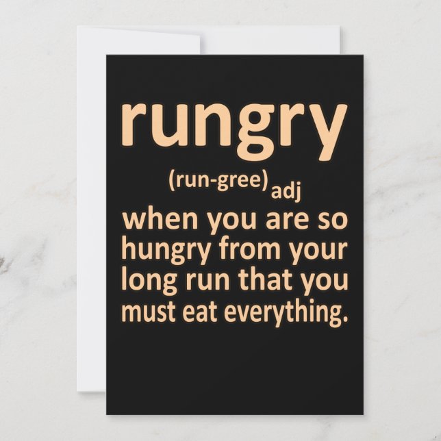 Rungry Definition Half Marathon Runner Running Gra Thank You Card (Front)