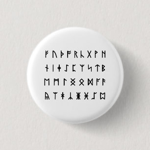Runic Alphabet [Futhorc] 3 Cm Round Badge