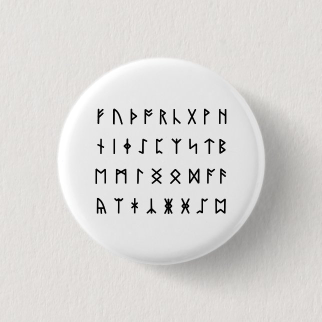 Runic Alphabet [Futhorc] 3 Cm Round Badge (Front)
