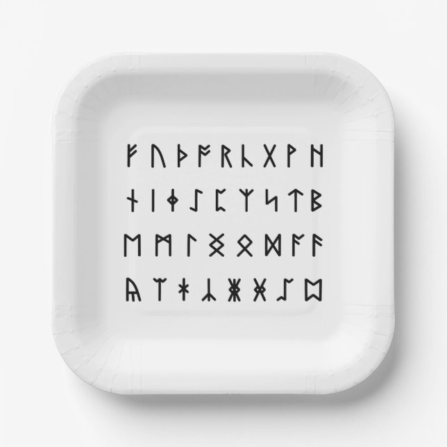 Runic Alphabet [Futhorc] Paper Plate (Front)
