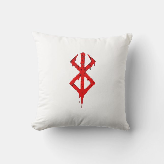Runic Blood Symbol Throw Pillow – Bold & Mysteriou (Front)