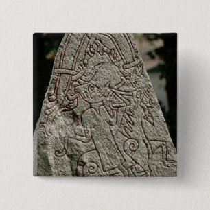 Runic stone 15 cm square badge