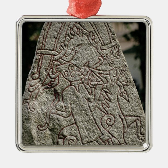 Runic stone metal tree decoration (Front)