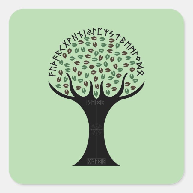 Runic Tree Sticker (Square) (Front)