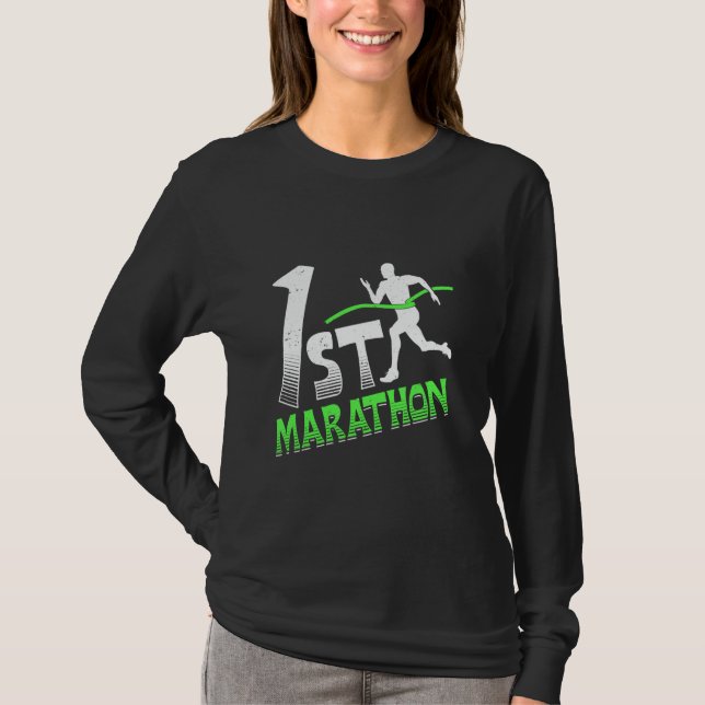 Runner 1ST MARATHON Running Funny Marathon Run T-Shirt (Front)