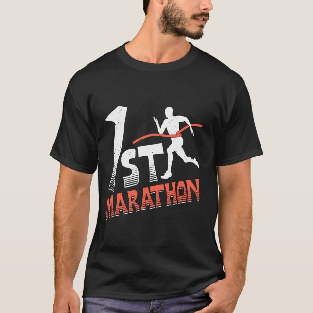 Runner 1ST MARATHON Running Funny Marathon Run T-Shirt (Front)