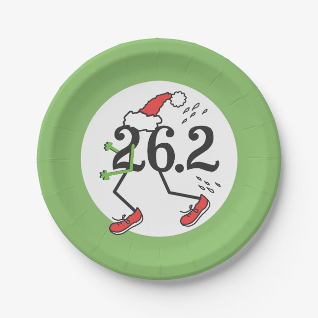 Runner 26.2 Marathoner © Christmas Holiday Paper Plate (Front)