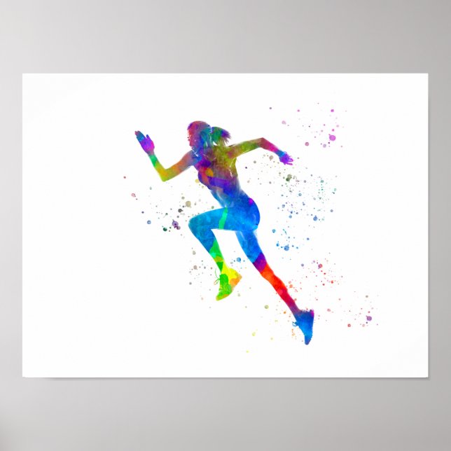 runner athlete in watercolor poster (Front)