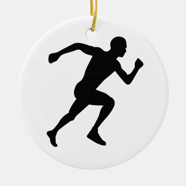 Runner Black Silhouette Shadow Ceramic Tree Decoration (Front)