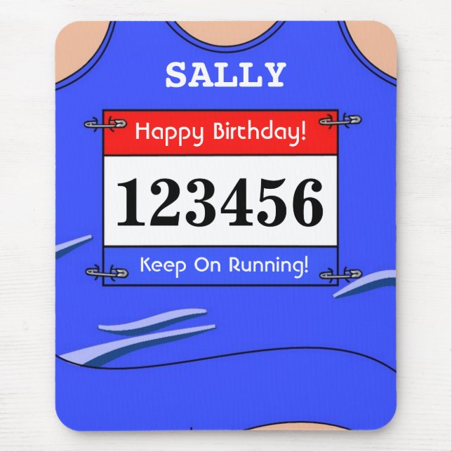 Runner Blue Vest  Mouse Mat (Front)