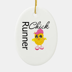 Runner Chick Ceramic Ornament