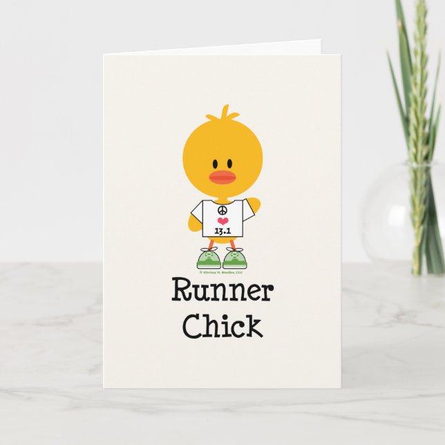 Runner Chick Half Marathon Greeting Card (Front)