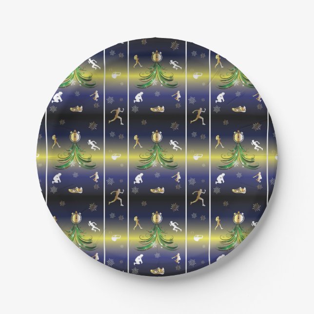 Runner Christmas Tree - Girls Running Paper Plate (Front)