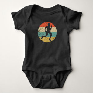 Runner Cross Country Marathon Silhouette Retro Spo Baby Bodysuit