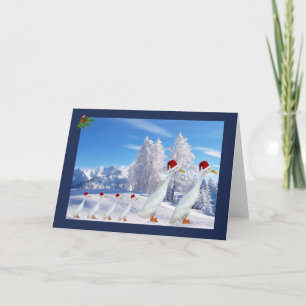Runner duck santa hat holiday card