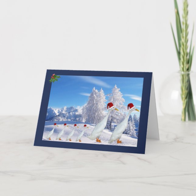 Runner duck santa hat holiday card (Front)